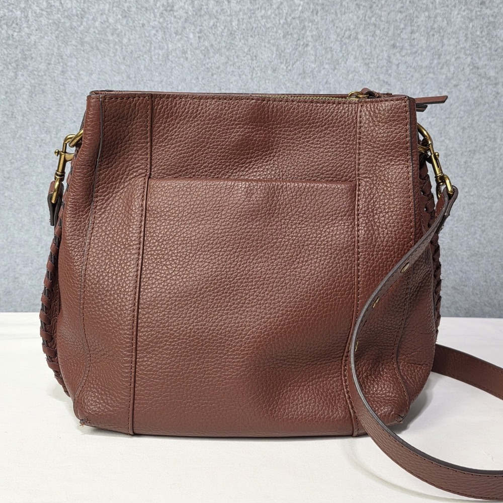 American Leather Co Luca Triple Entry Crossbody Purse Brown - Picture 2 of 16